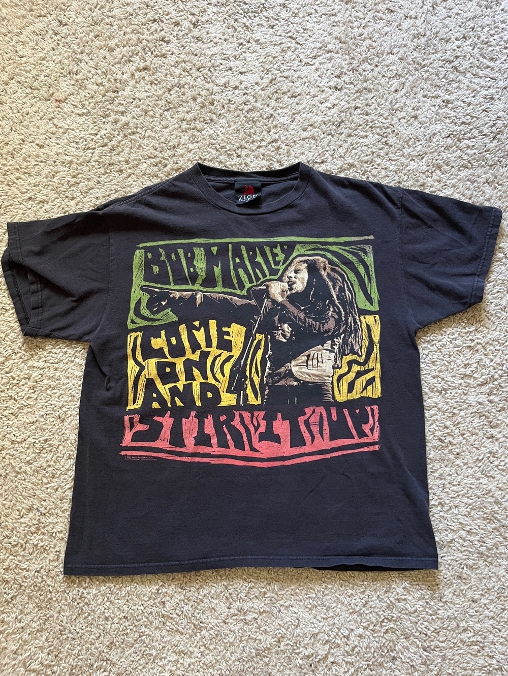 Zion Rootwear Bob Marley Stir It Up Rasta Tee Size L